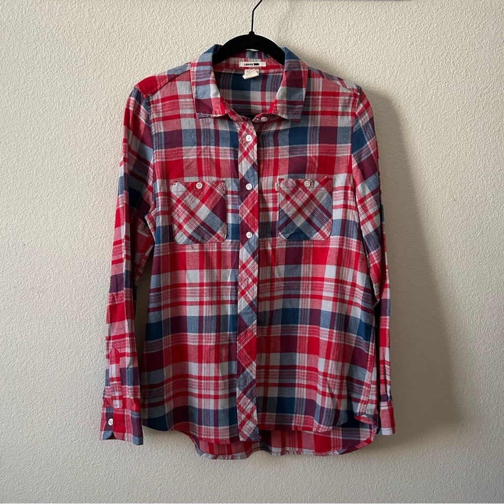 Levi’s Red, White & Blue Plaid Flannel